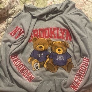 Gray Brooklyn NY Bear Hoodie